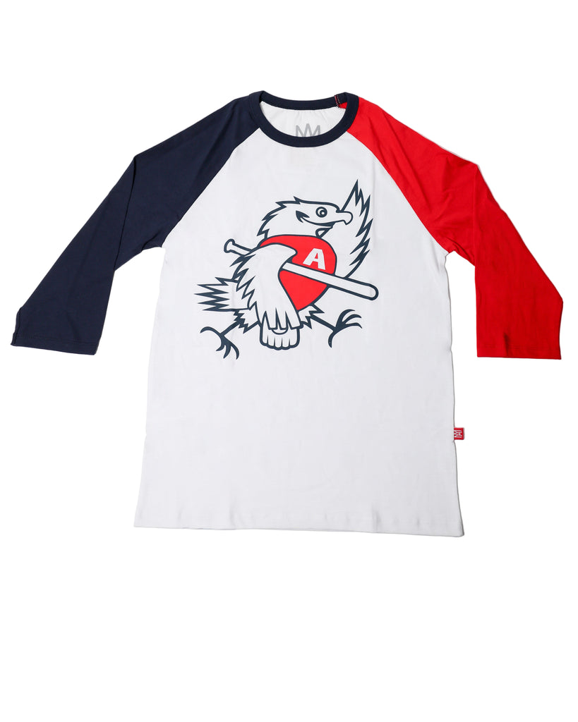 Playera Tricolor Manga 3/4 Logo Aguila 25-26