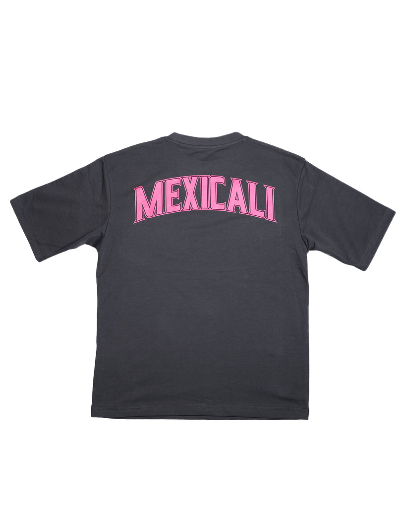Playera Oversize Gris/Rosa Mexicali Back 2026