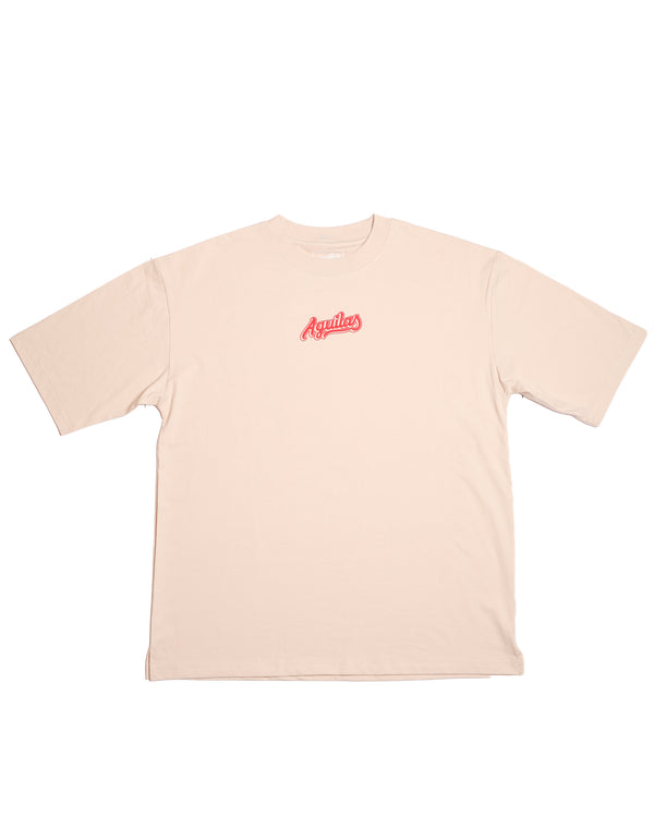 Playera Oversize Beige/Rojo Águila Full Back 2026
