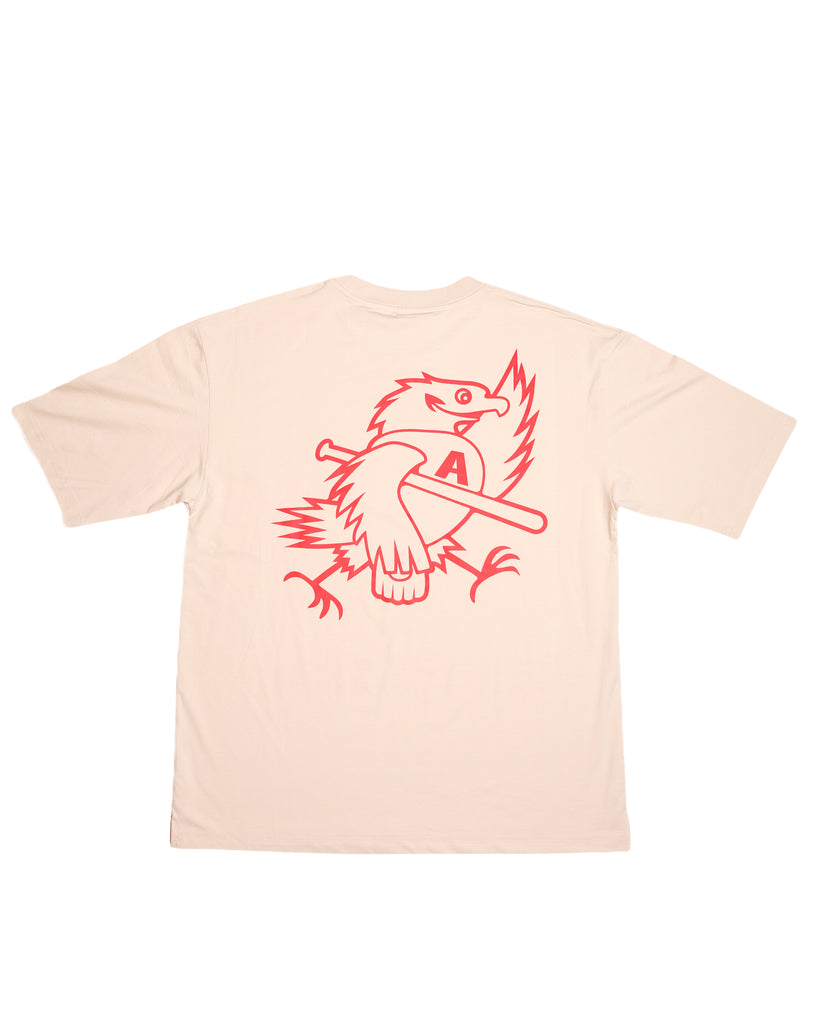 Playera Oversize Beige/Rojo Águila Full Back 2026