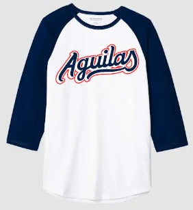 Playera Bicolor Marino Manga 3/4 Aguilas 25-26