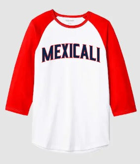 Playera Bicolor Rojo Manga 3/4 Mexicali 25-26